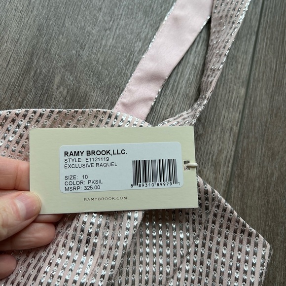 Ramy Brook Raquel Metallic Bustier in Pale Pink Size 10 - Picture 7 of 11